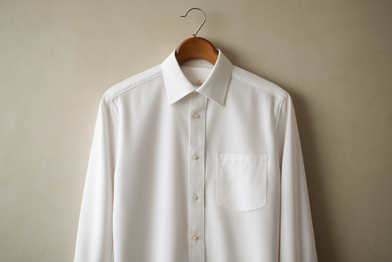 chemise classique posée sur un cintre en bois