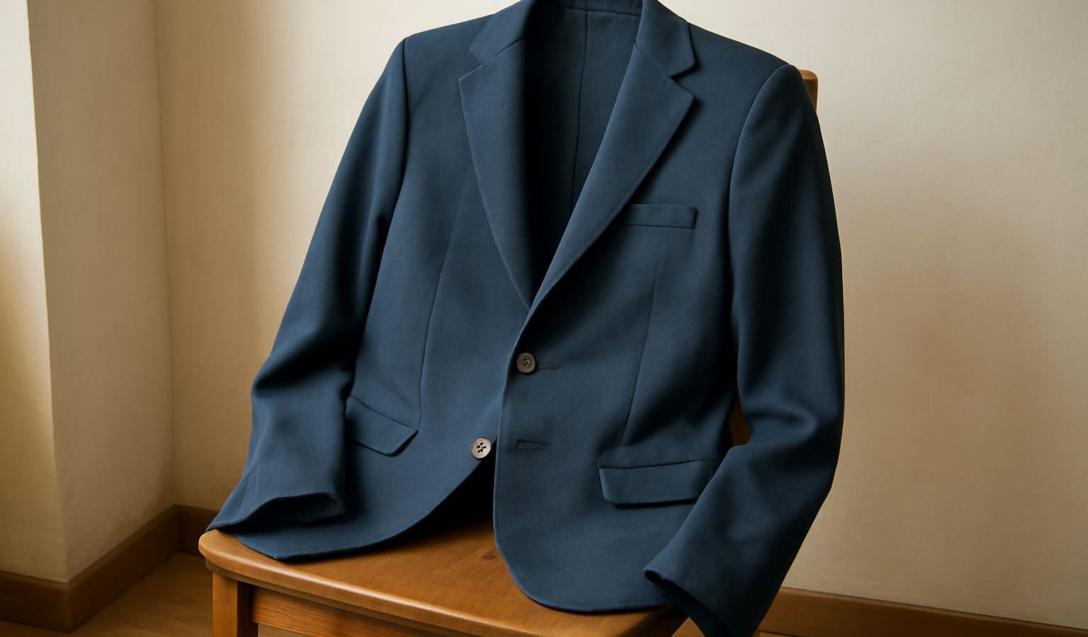 veste posée sur chaise en bois