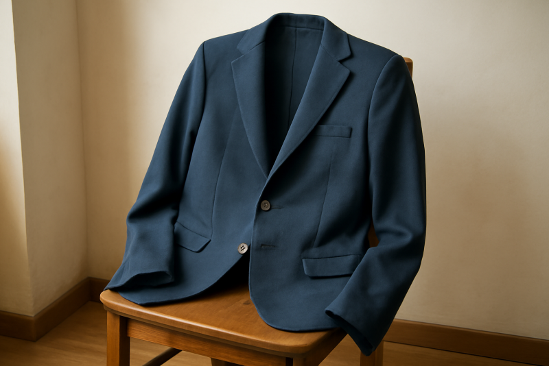 veste posée sur chaise en bois