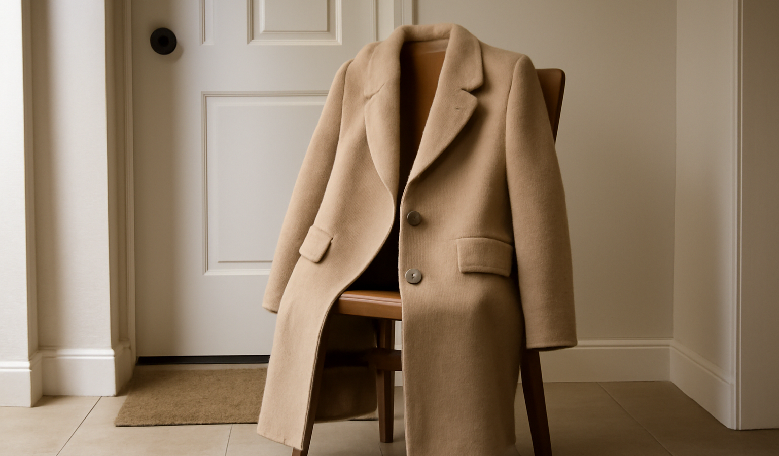 manteau pose sur chaise en entree