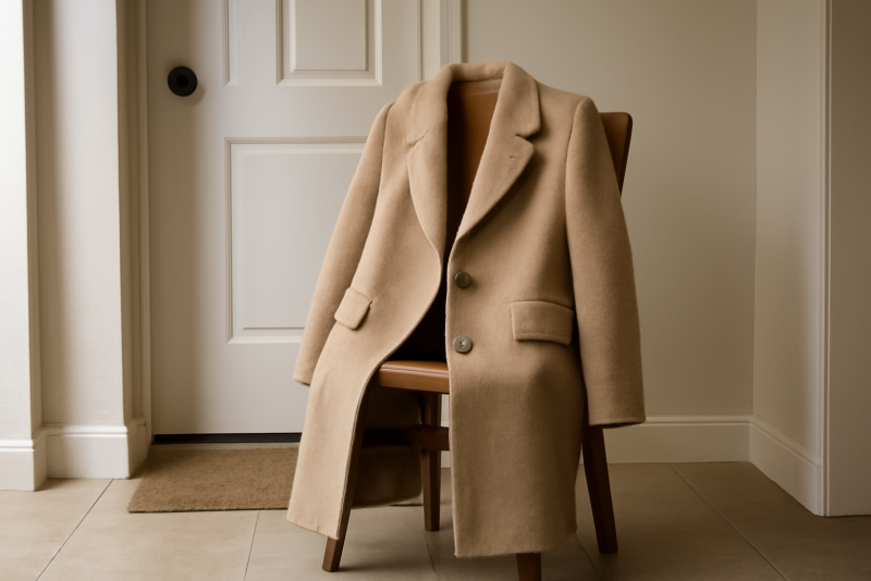 manteau pose sur chaise en entree
