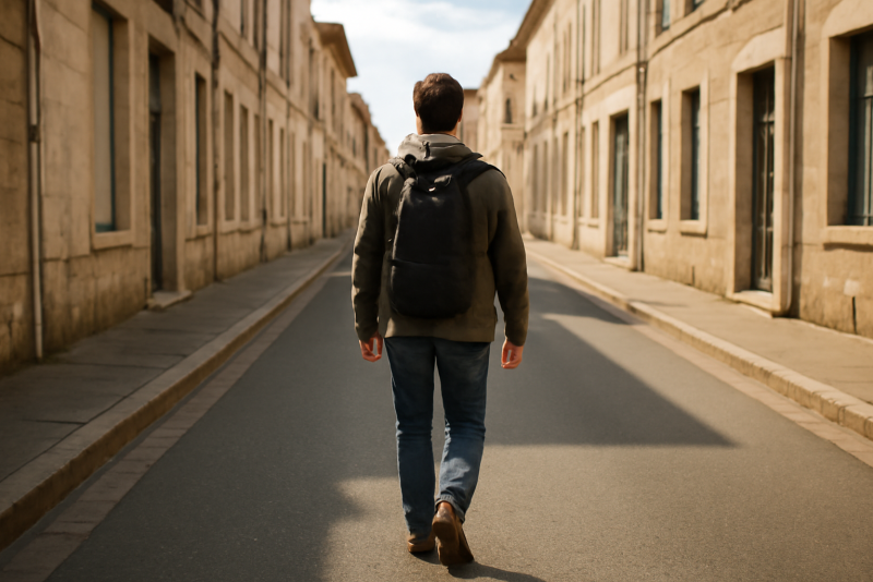 personne marchant quelques minutes dans une rue calme