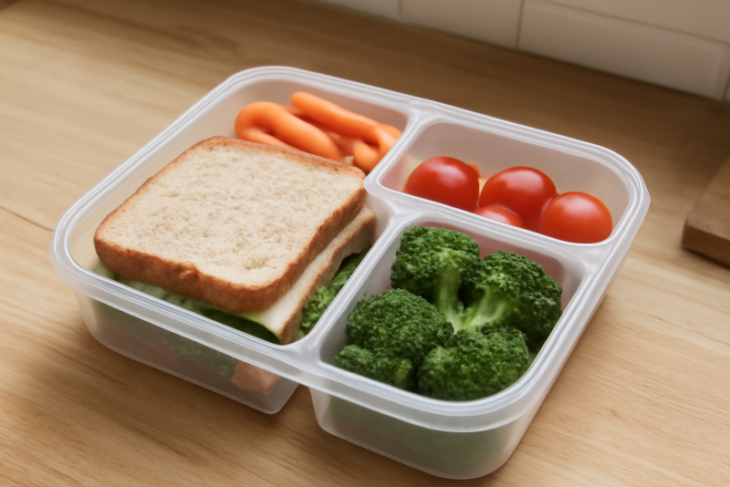 lunchbox prête sur table de cuisine