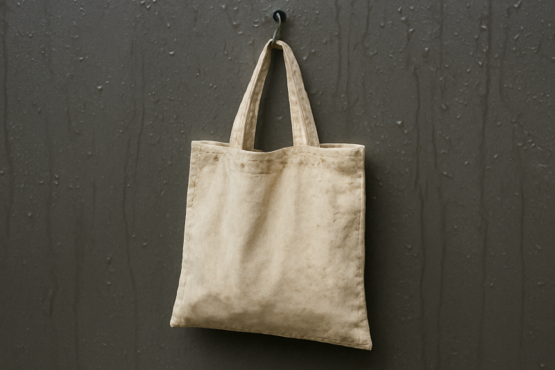 sac en tissu sur porte manteau mouille