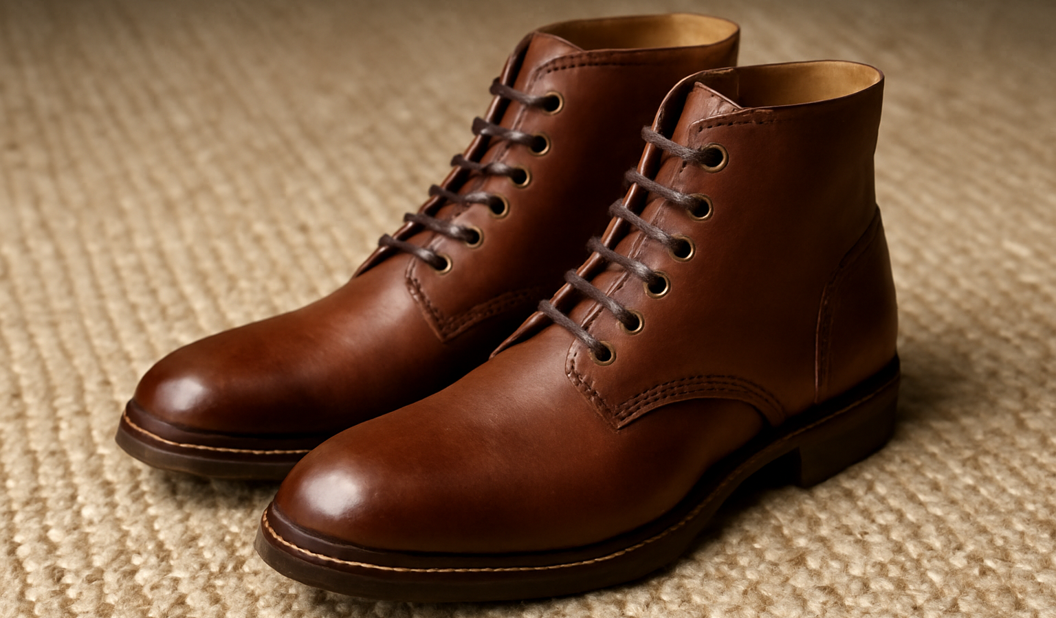paire de bottines en cuir sur tapis