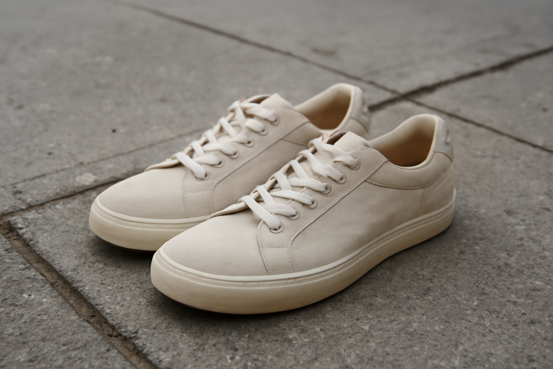 paire de sneakers posée sur trottoir