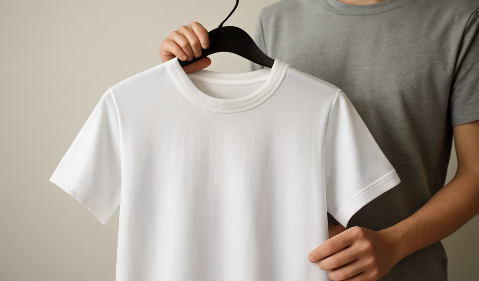 personne tenant un t-shirt sur cintre