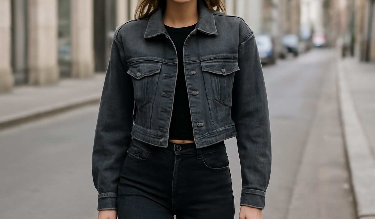 personne portant une veste courte dans la rue