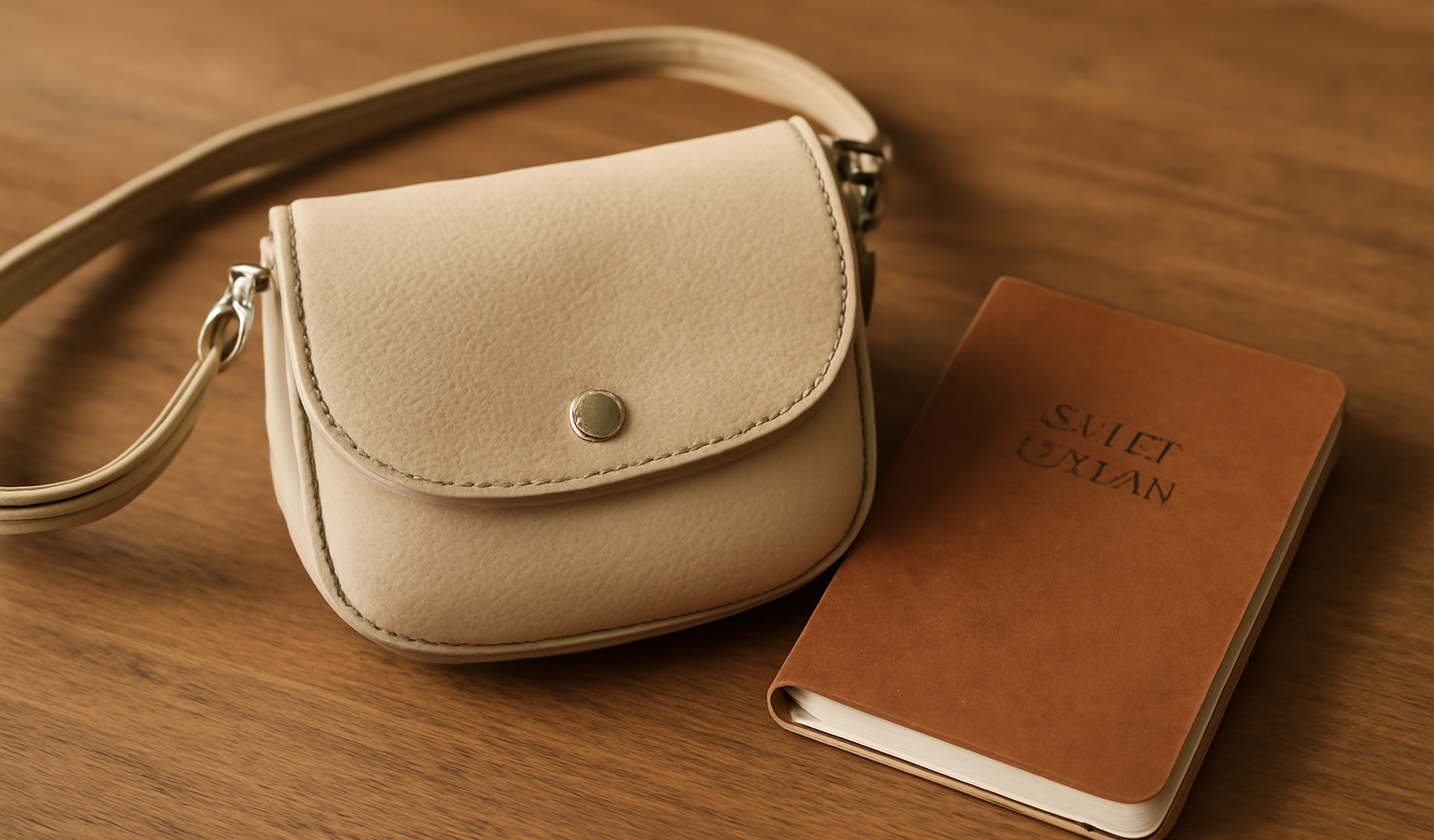 petit sac à main et carnet de voyage